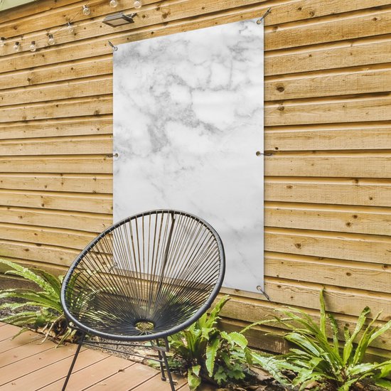 Affiche jardin - Toile jardin - Posters de jardin extérieur - Marbre - Wit - Grijs - Luxe - Aspect marbre - Pierre - 80x120 cm - Jardin.