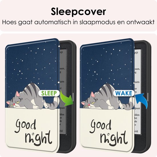 Hoes Geschikt voor Kobo Clara BW Hoesje Bookcase Cover Book Case Hoes Sleepcover - Kat van EcomStraders — afbeelding 3