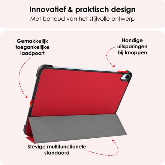 Étui adapté pour iPad Air 6 (11 pouces) Étui à couverture rigide avec protecteur d'écran - Rouge