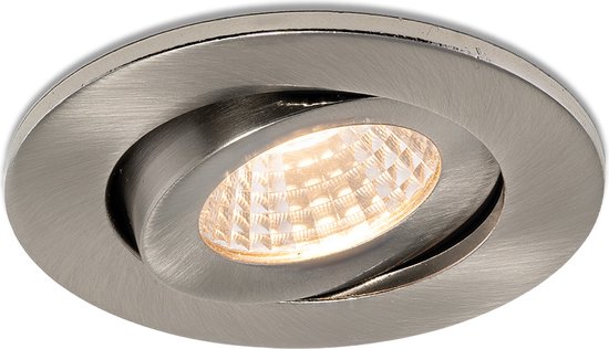 Ledisons LED-inbouwspot Midi set 6 stuks RVS dimbaar - 62 mm - 5 jaar garantie - 2700K (extra warm-wit) - 270 lumen - 3 Watt - IP54