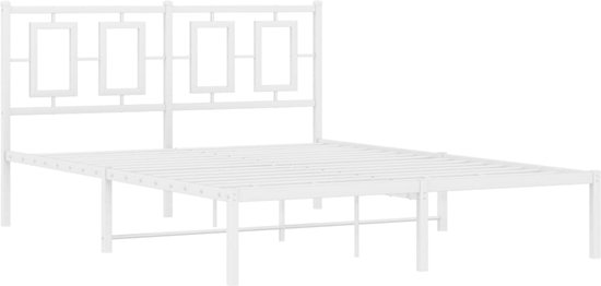 vidaXL - Bedframe - met - hoofdbord - metaal - wit - 140x200 - cm