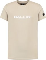 Ballin Amsterdam - Jongens Slim fit T-shirts Crewneck SS - Sand - Maat 16