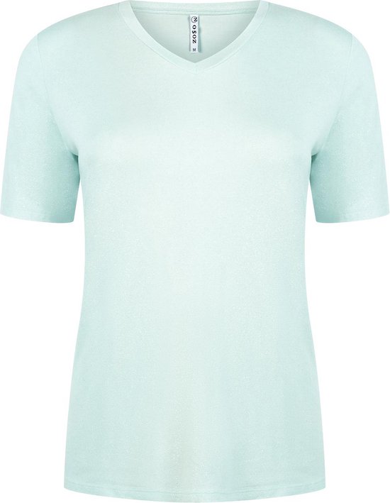 Zoso T-shirt Peggy T Shirt With Spray Print 242 0060 Aqua Dames Maat - S