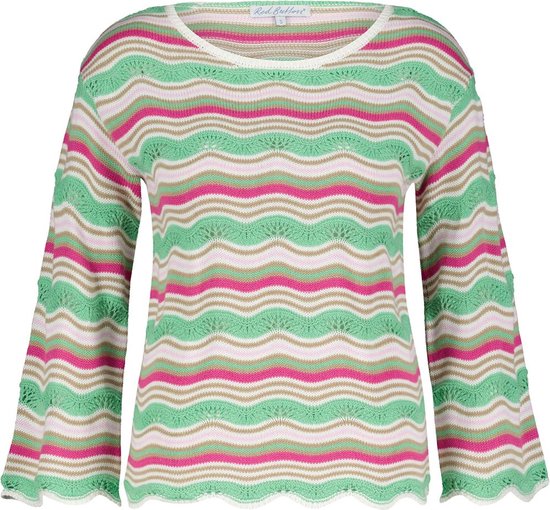 Red Button Trui Jolene Ajour And Stripe Srb4181 Summer Green Dames Maat - S