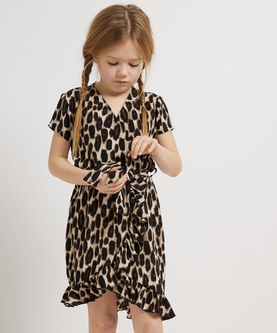 TerStal Meisjes / Kinderen Europe Kids Overslag Jurkje Animalprint Zwart In