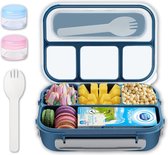 Boîte à lunch bentobox pour enfants à 4 compartiments, boîte à lunch 1300 ml à compartiments, boîte à lunch avec 1 couvert, sans BPA, pour micro-ondes et lave-vaisselle, convient aux enfants et adultes à partir de 5 ans