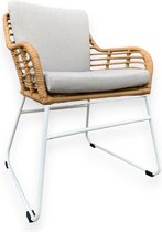 Chaise de jardin / chaise de salle à manger Rowie Bamboe avec coussins gris