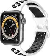 MMOBIEL Bracelet de montre de Sport adapté aux Bracelets Apple Watch 42 mm, 44 mm, 45 mm, 49 mm – Bracelet de rechange en Siliconen respirant pour iWatch Ultra / 2 SE, séries 9 8 7 6 5 4 3 2 1 – Wit