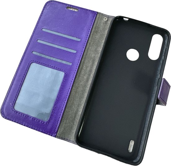 Motorola Moto E7i Power Bookcase Violet - étui portefeuille - ZT Accessoires