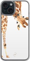 Hoesje geschikt voor iPhone 15 - Giraffe - 2in1 backcover - Giraffe - Bruin - Leuke Telefoonhoesjes