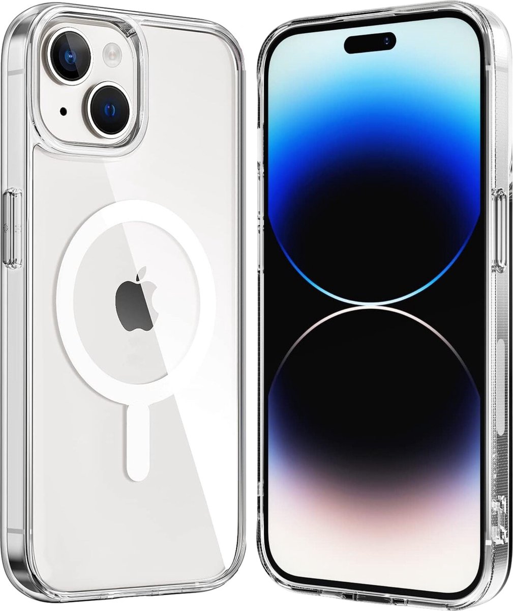 Hoesje voor iPhone 15 Plus backcover Shockproof siliconen Transparant met geïntegreerde magnetische cirkel