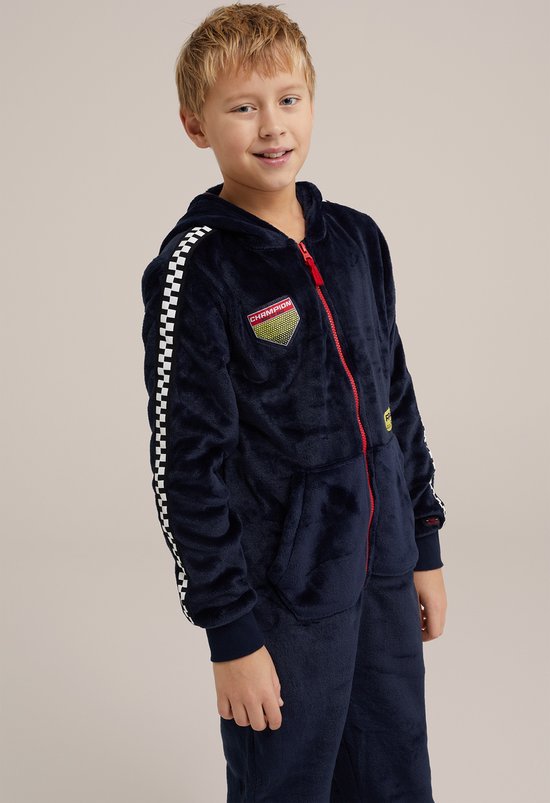 WE Fashion Jongens onesie met tapedetail