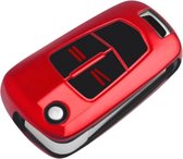 Zachte TPU Sleutelcover - Geschikt voor Opel Astra J / Corsa D / Insignia / Vectra / Zafira - Rood Glossy - Sleutel Hoesje Cover - Auto Accessoires