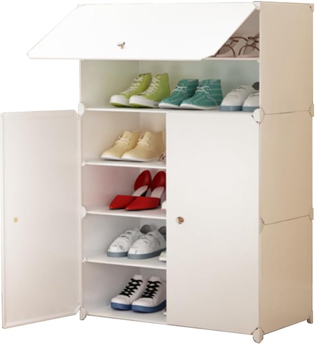 Modulair schoenenrek, schoenenorganizerkast voor entree. Schoenenrek voor in de hal. Schoenenrek. Opbergruimte voor thuis, hal, slaapkamer. 18 Een paar schoenen