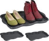 Relaxdays schoenen lekbak - set van 3 - met profiel - 48x34 cm - voor 2 paar - kunststof