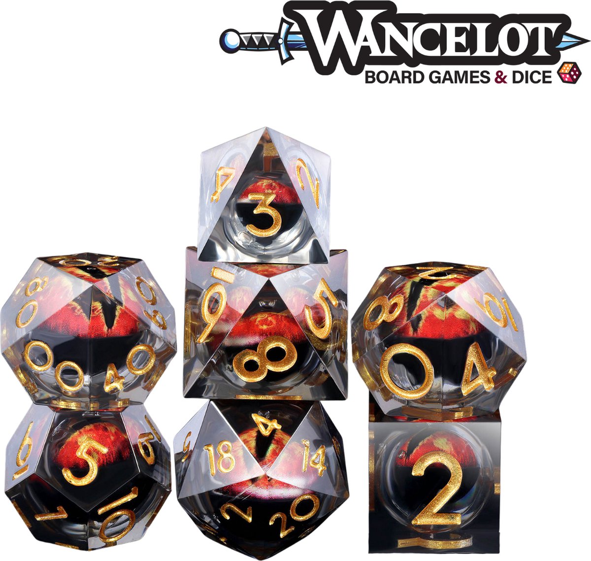 Wancelot Dragon's Fiery Gaze DnD Dice Set DnD Dice Dungeons & Dragons Dice Set