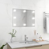 vidaXL - Wandspiegel - zonder - lijst - met - LED-lampen - rechthoekig - glas