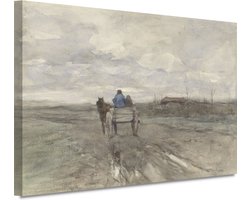 Boerenkar op een landweg - Anton Mauve schilderij - Kar schilderij - Muurdecoratie Oude Meesters - Wanddecoratie modern - Schilderijen canvas - Woondecoratie 150x100 cm