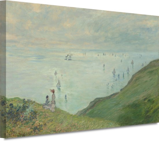 Kliffen bij Pourville - Claude Monet schilderijen - Zee schilderijen - Canvas schilderij Natuur - Moderne schilderijen - Muurdecoratie canvas - Kunstwerken schilderij 60x40 cm