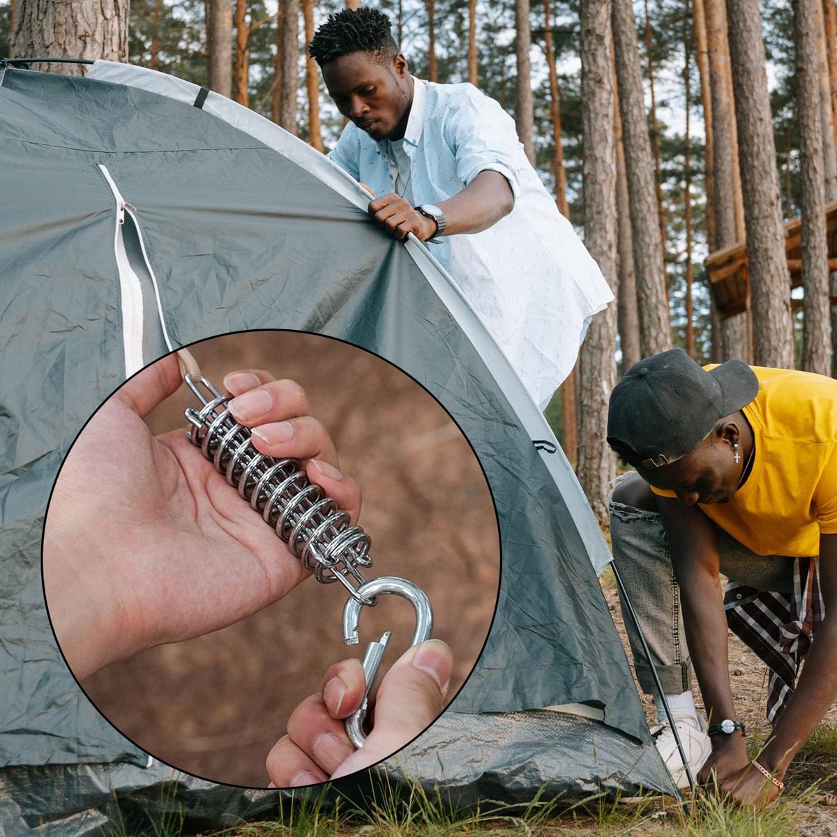 Ressorts De Tension Avec Crochets Et Mousquetons - 4 Pièces Acier Inox - Pour Bâche, Tente, Voile D'Ombrage