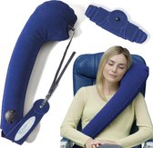 ultiem reiskussen - ergonomisch - om te slapen - sneller in- en doorslapen (klein oprolbaar) (2 jaar garantie) (blauw)