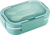 Lunchbox-Kan gebruikt worden door kinderen en volwassenen-Lekvrije lunchbox met 3 compartimenten-Herbruikbaar-Milieuvriendelijke lunchbox-Groen