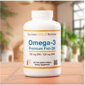 Bol.com Visolie - Omega 3 Premium visolie 100 vis gelatine softgels - 180 mg EPA - 120 mg DHA - California Gold Nutrition aanbieding