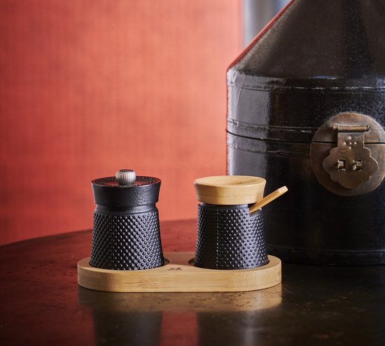 Peugeot Bali Fonte Peper- En Zoutstel 8 cm - Zwart/hout - Gietijzer van Merkloos — afbeelding 3