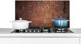 Spatscherm keuken 90x45 cm - Kookplaat achterwand Staal - Roest print - Brons - Structuur - Muurbeschermer - Spatwand fornuis - Hoogwaardig aluminium