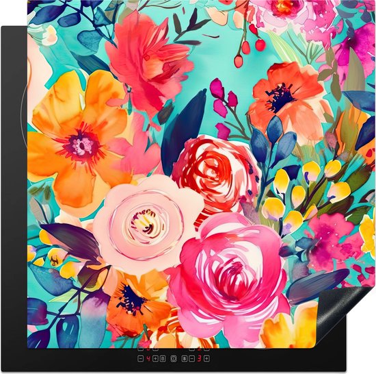 Bloemen en Planten - Klaproos op zwart - Inductie Beschermer