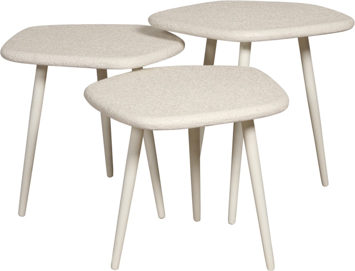 Bijzettafel Saumur - MDF - Wit - 41x35x41 / 41x40x41 / 41x45x41 cm (BxHxD) - Set 3 stuks