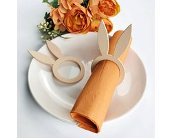 Shopy - Servetringen - Hout - Konijn - 5 stuks - Hangers - Cadeau - Servetring - Zelf schilderen - Pasen - Suikerfeest - Feestdecoratie - Diner Servetten ringen - Meivakantie