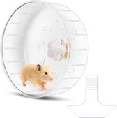 Transparante hamsterloopfiets met metalen standaard stille spinner hamsterwiel - Kooi accessoires voor kleine dieren muizen ratten egels
