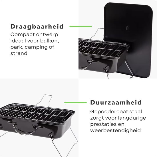 Cheqo® Draagbare Tafelbarbecue - Tafel Barbecue - Kleine BBQ voor Balkon, Camping en Strand - 35x25 cm van Cheqo — afbeelding 5