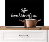 Spatscherm keuken 90x60 cm - Kookplaat achterwand Spreuken - Woordenboek - Coffee (noun) survival juice - Quotes - Koffie definitie - Muurbeschermer - Spatwand fornuis - Hoogwaardig aluminium