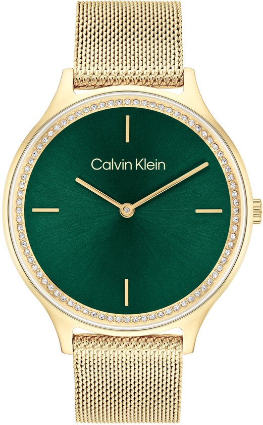 Calvin Klein CK25100005 CK TIMELESS Dames Horloge - Mineraalglas - Staal - Goudkleurig - 38 mm breed - Quartz - Druksluiting - 3 ATM (spatwater)