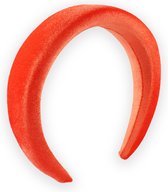 Lajetti - Extra Brede Velvet Haarband Oranje Dames Diadeem Koningsdag