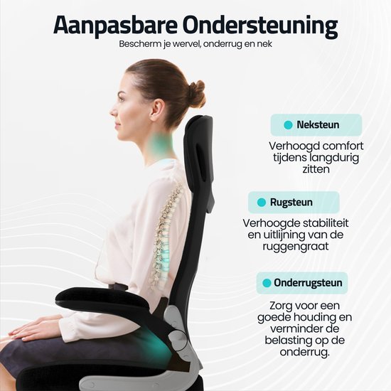 GAME HERO® Office G3 Ergonomische Bureaustoel - Bureaustoel voor Volwassenen - 130KG - Zwart