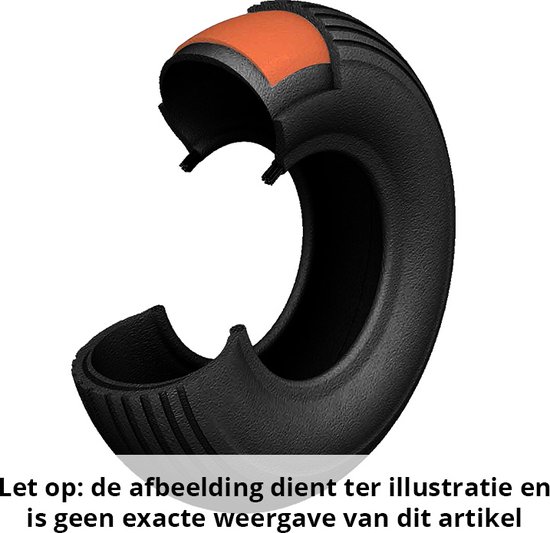 Doorsnede van een band met oranje binnenlaag.