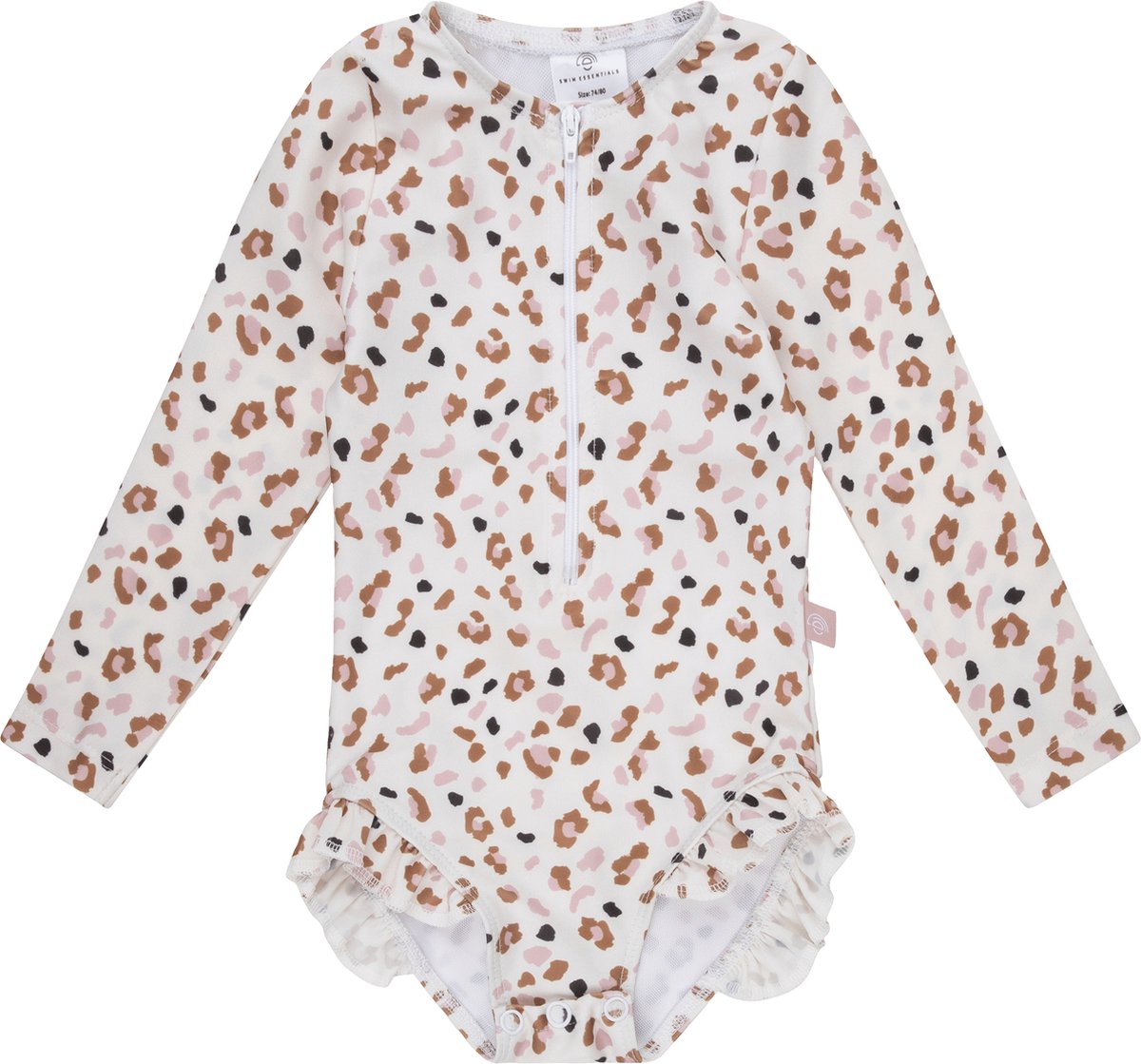 Swim Essentials UV Badpak Meisjes Met Lange Mouwen - Kaki - Leopard- 98/104