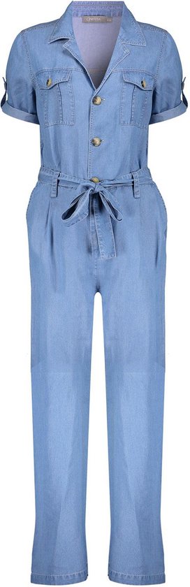 Geisha Pantalon Combinaison En Denim Avec Ceinture 41049 10 Blue Moyen Denim Femme Taille - L