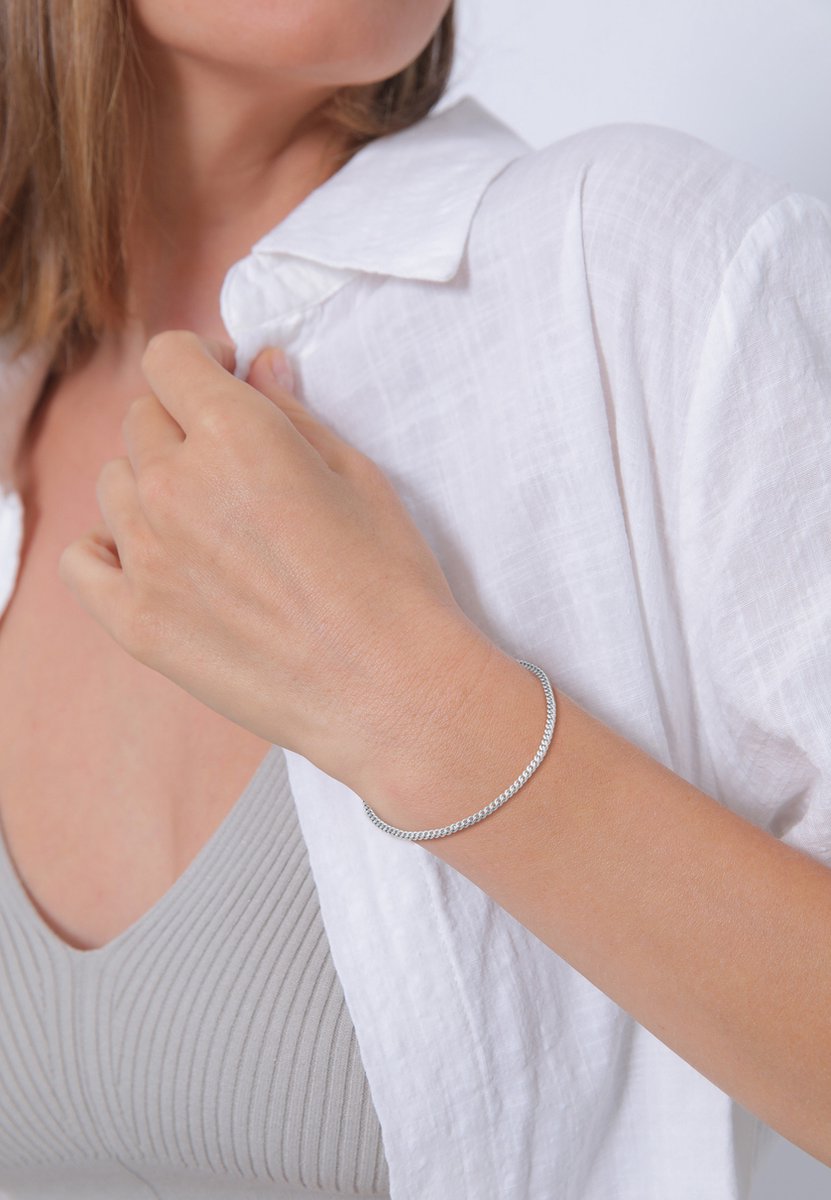 Elli Damesarmband Bangle Blogger Trend in 925 sterling zilver, 16 cm, Facetgeslepen, Geen edelsteen