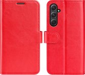 Samsung Galaxy A55 Hoesje - MobyDefend Wallet Book Case (Sluiting Achterkant) - Rood - GSM Hoesje - Telefoonhoesje Geschikt Voor Samsung Galaxy A55