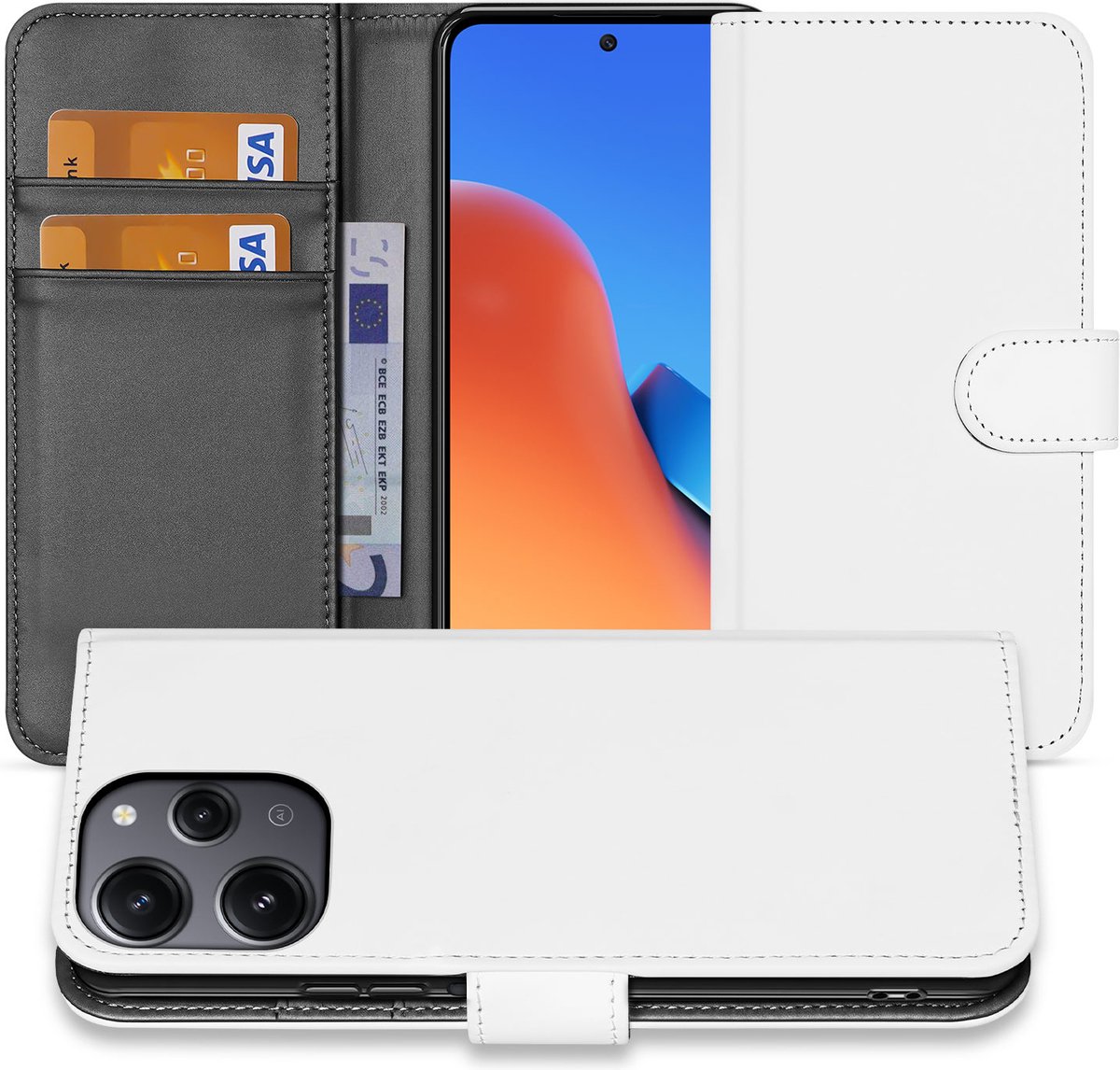Book Case voor Book Case Telefoonhoesje Xiaomi Redmi 12 Wit met Pasjeshouder