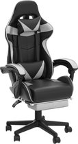 Chaise gamer avec fonction massage et repose-pieds - Chaise gamer ergonomique avec appui-tête et coussin lombaire - Grijs