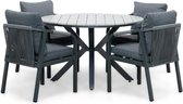 LUX outdoor living Cervo Grey/Calgary antraciet dining tuinset 5-delig | polywood + touw | 120cm rond | 4 personen