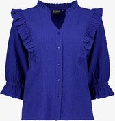 TwoDay dames blouse met ruches kobalt blauw - Maat XXL