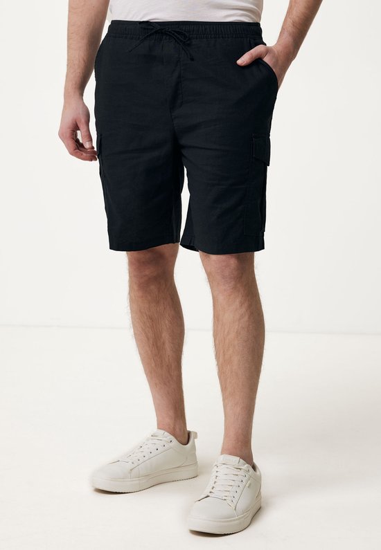 Linen Blend Cargo Shorts Mannen - Zwart - Maat M