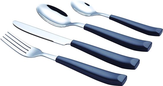 Annova 20-delig roestvrij staal bestekset – gekleurde handgrepen – 4 x menuvorken, 4 x saladevorken, 4 x menumessen, 4 x eetlepels, 4 x theelepels – service voor 4 (grijs, 20 stuks