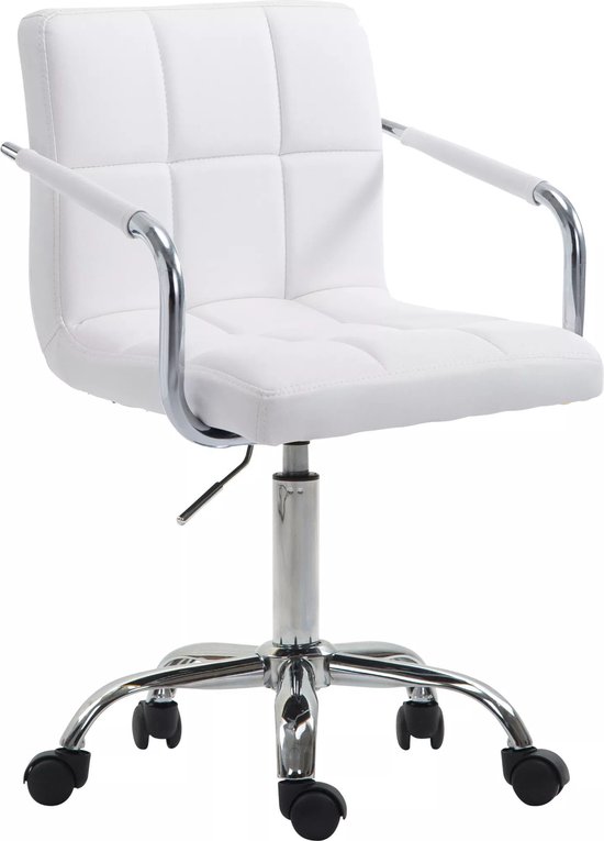 In And OutdoorMatch Bureaustoel Loiva Rodger - Wit - Kunstleer - Voor volwassenen - Ergonomische bureaustoel - Op wieltjes - In hoogte verstelbaar